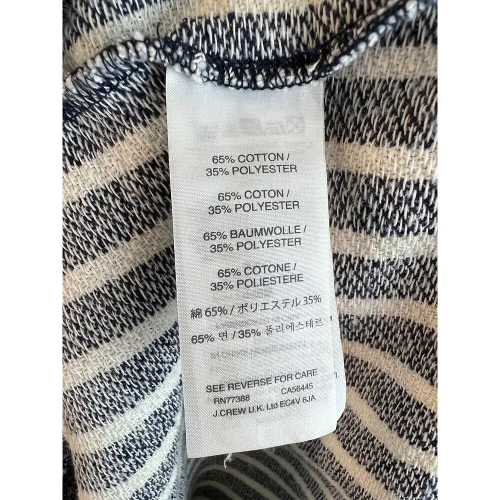 J Crew Baja Blue White Striped Terry Cotton Drawstring Hoodie Sweater B8539 XXS